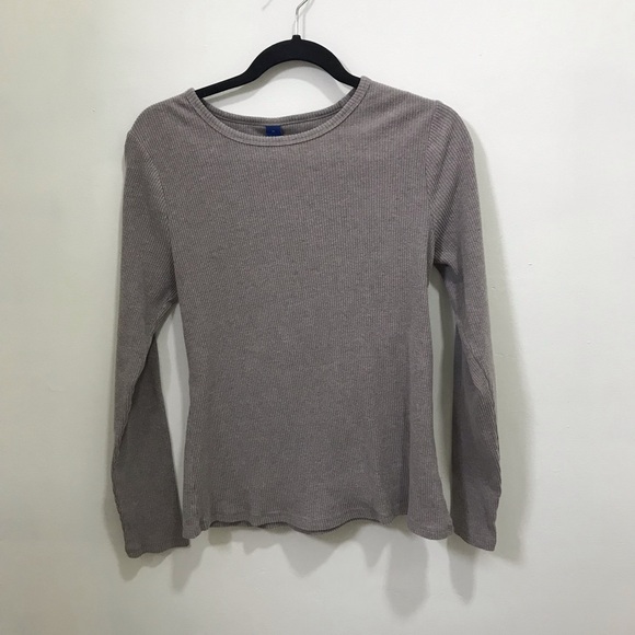 Old Navy Tops - Old Navy Taupe Ribbed Long Sleeve Tee